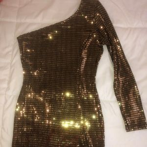 Gold One-Shoulder Dress